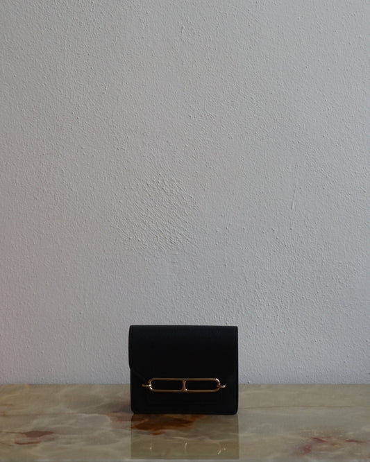 Pre-Loved 2023 Hermès Black Roulis Slim Wallet