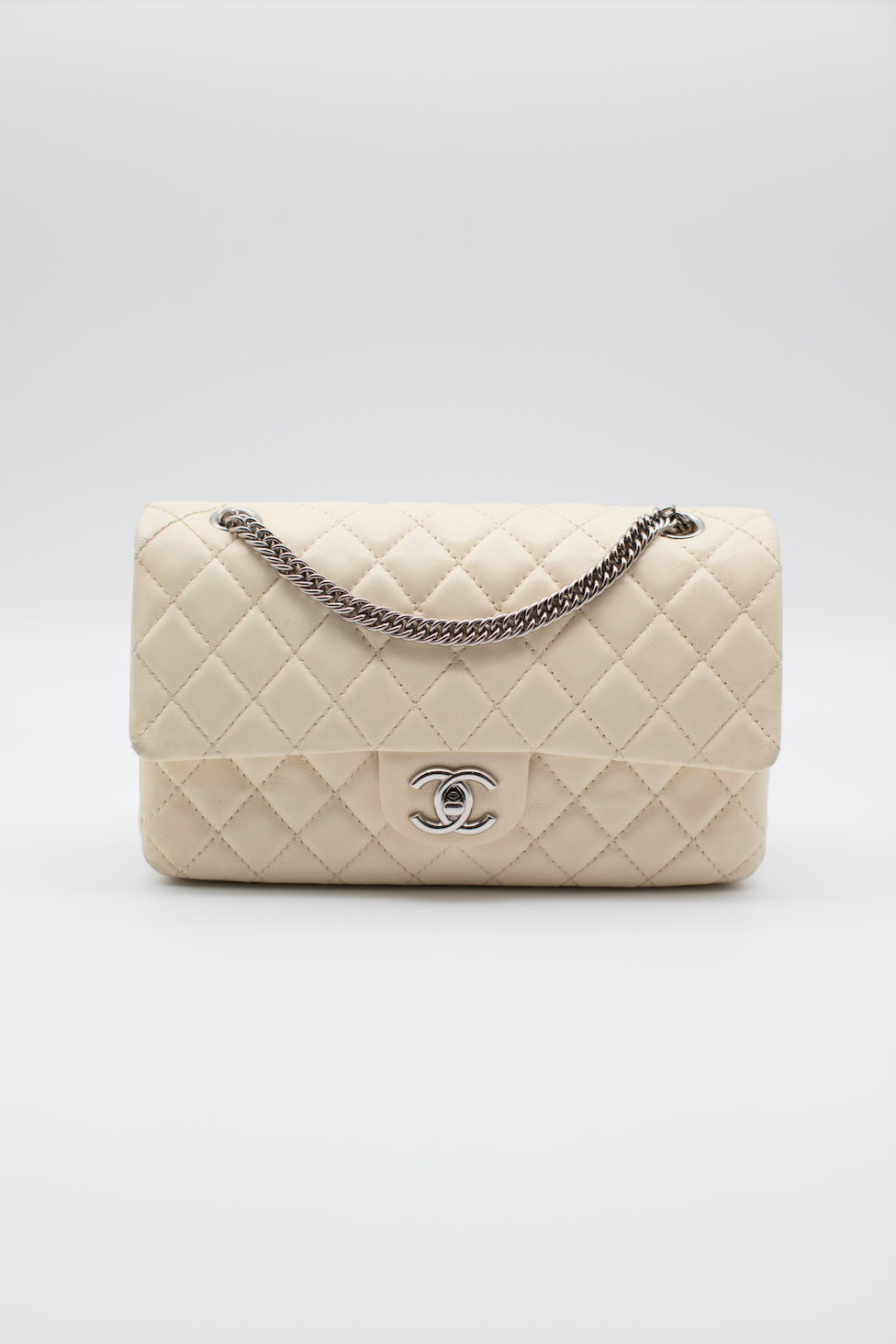 Pre Loved Chanel Cream Medium Classic Flap