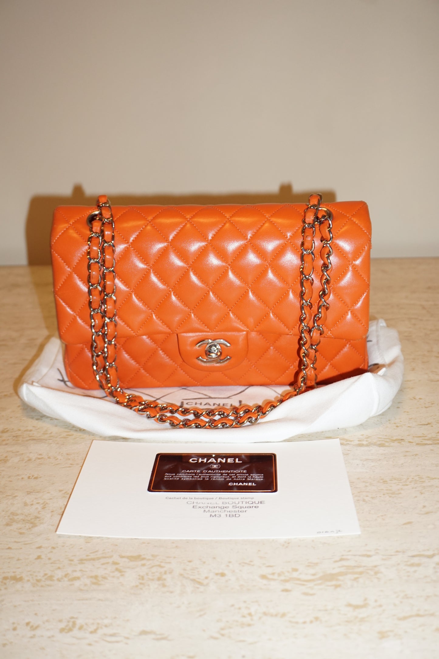 Pre-Loved Chanel Orange Medium Classic Flap