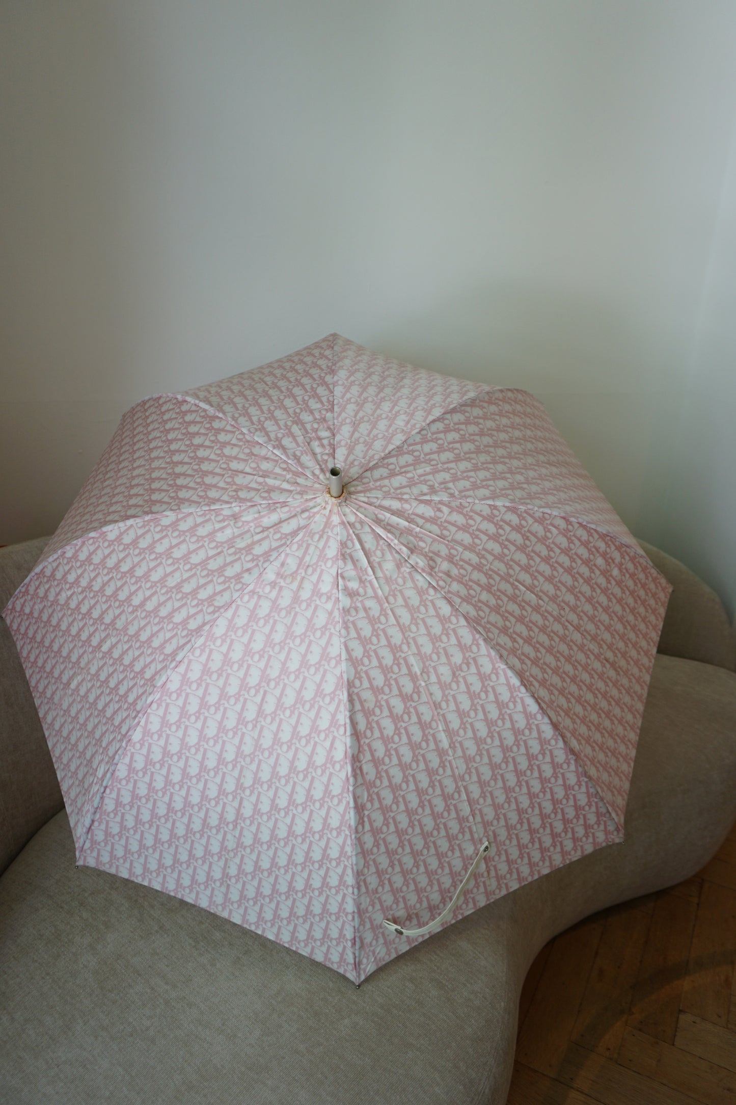 Pre-Loved Dior Pink Monogram Saddle w/Umbrella