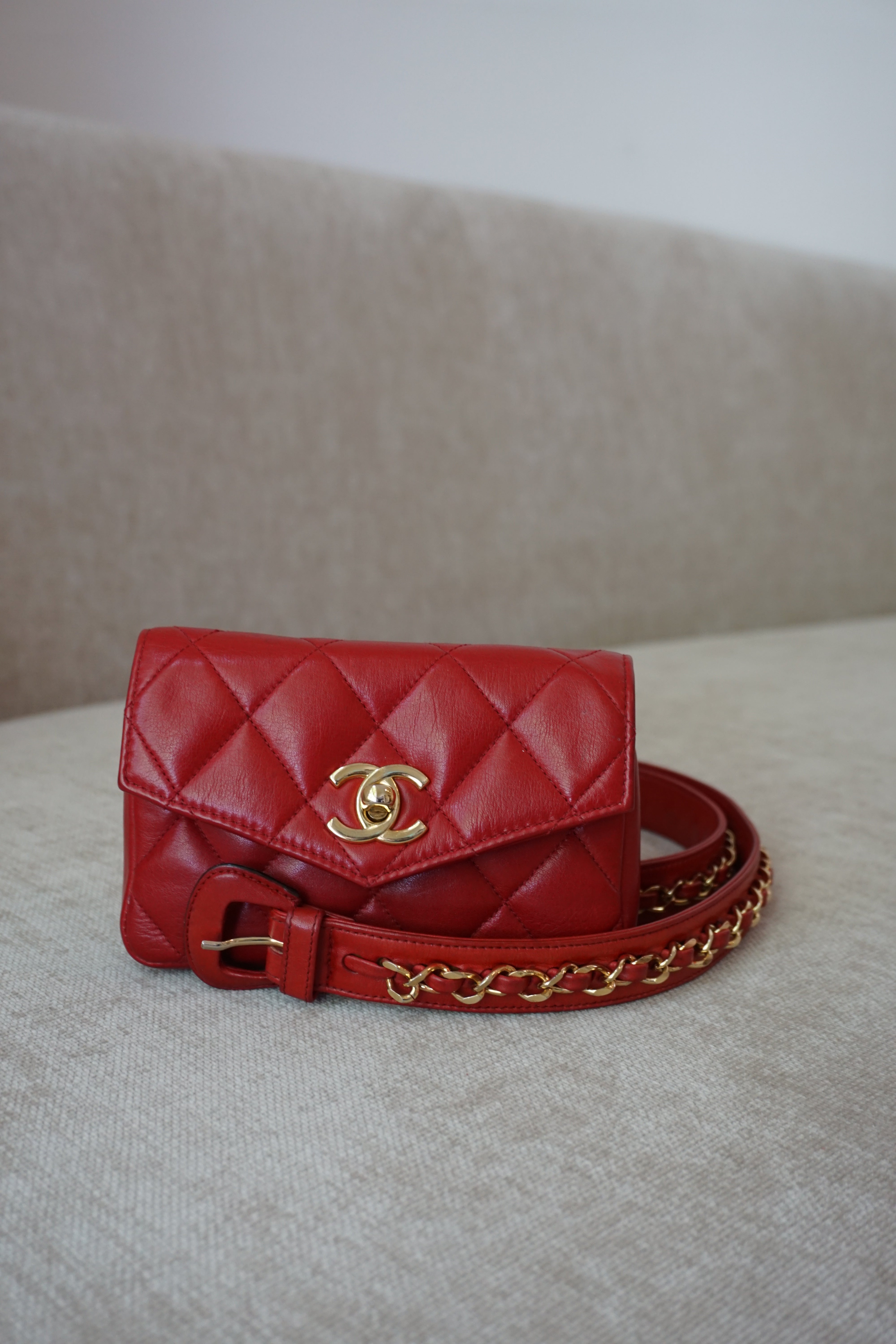 Chanel red belt bag best sale