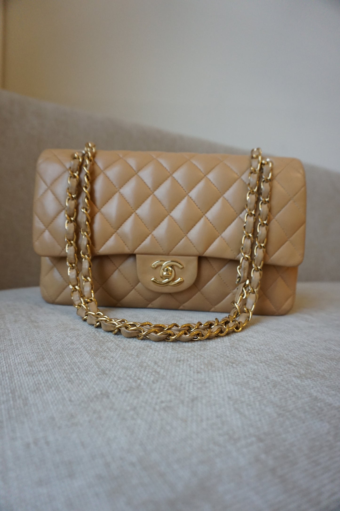 Pre-Loved Chanel Beige Medium Classic Flap