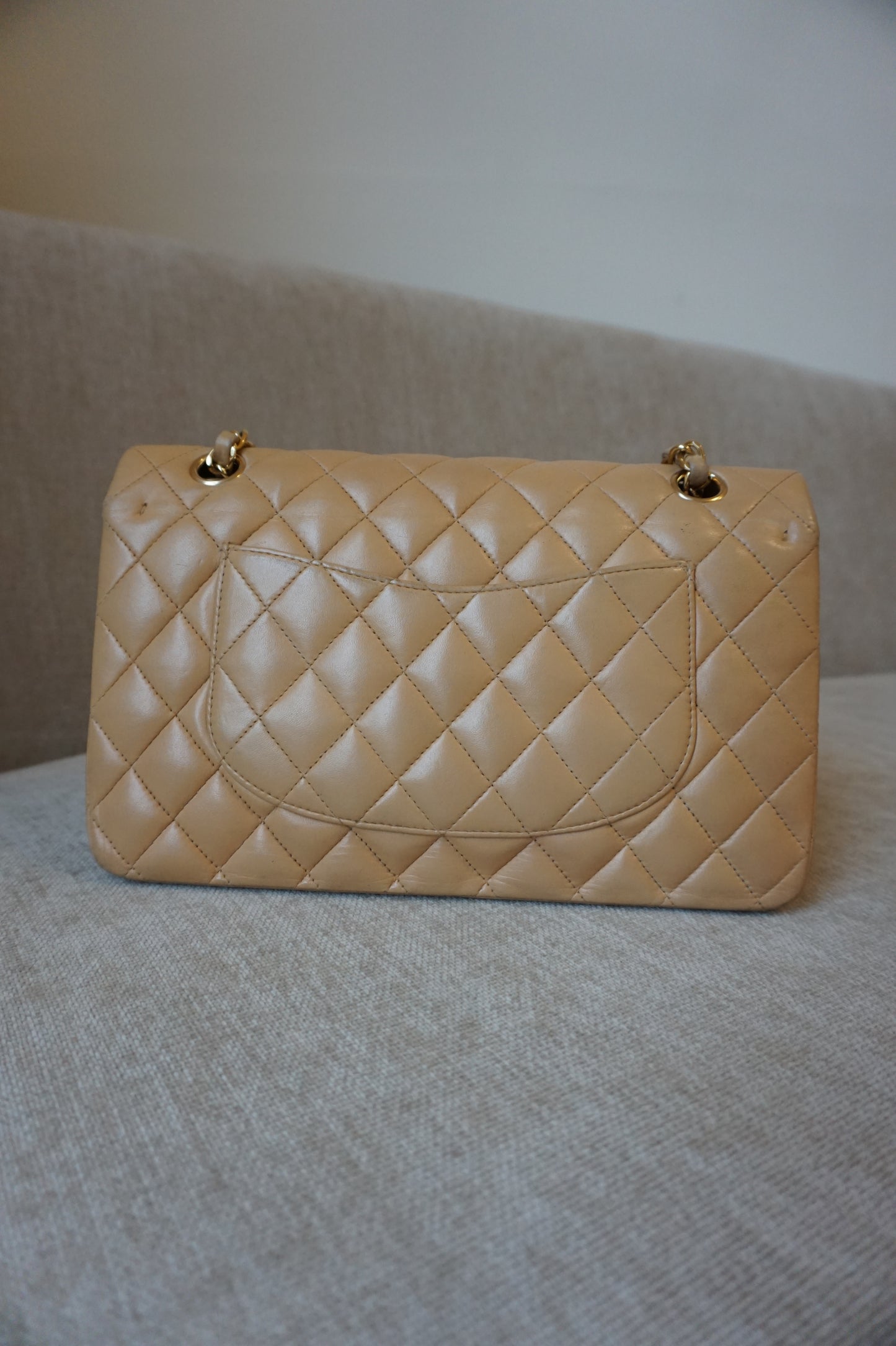 Pre-Loved Chanel Beige Medium Classic Flap