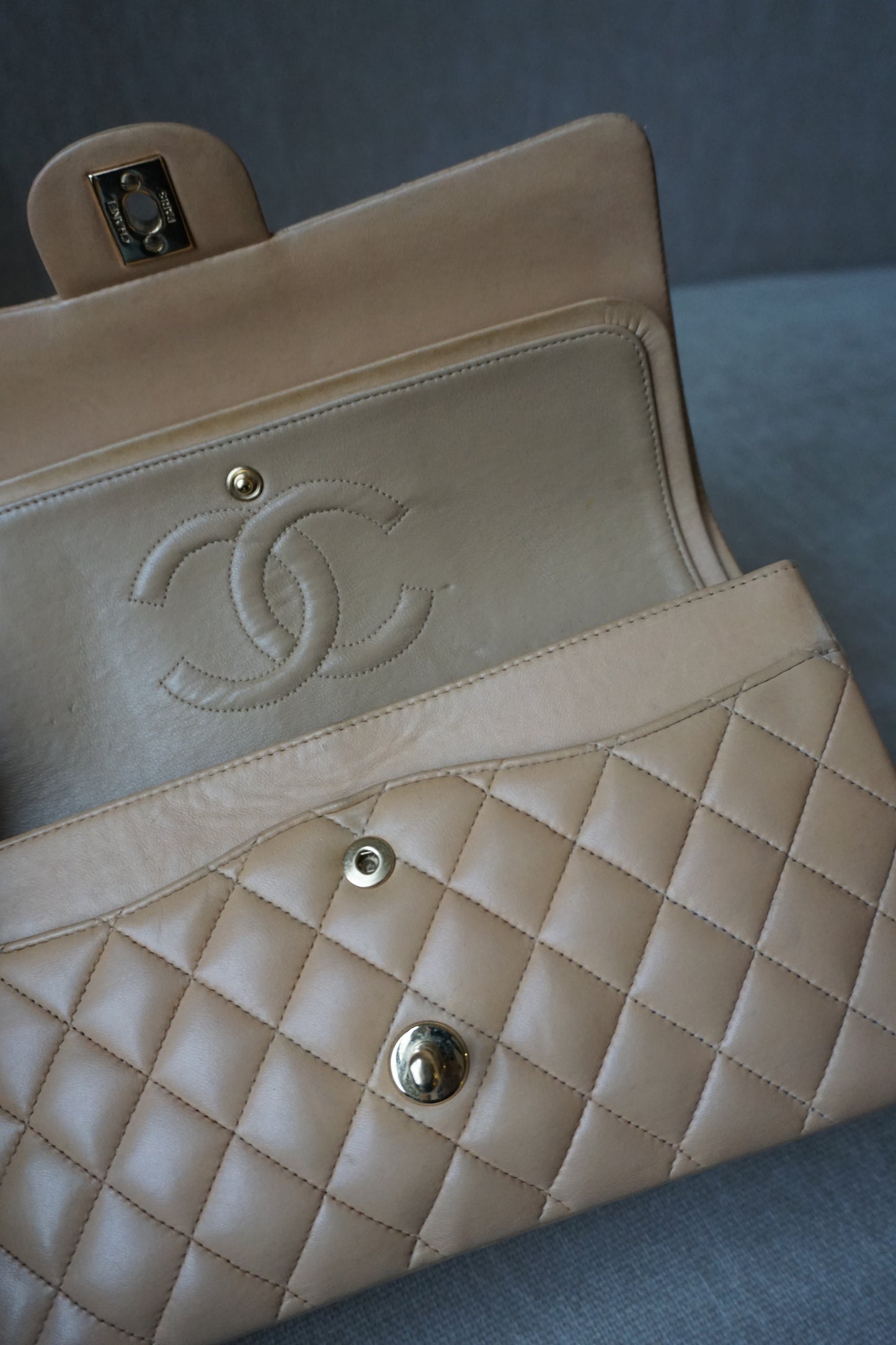 Pre-Loved Chanel Beige Medium Classic Flap