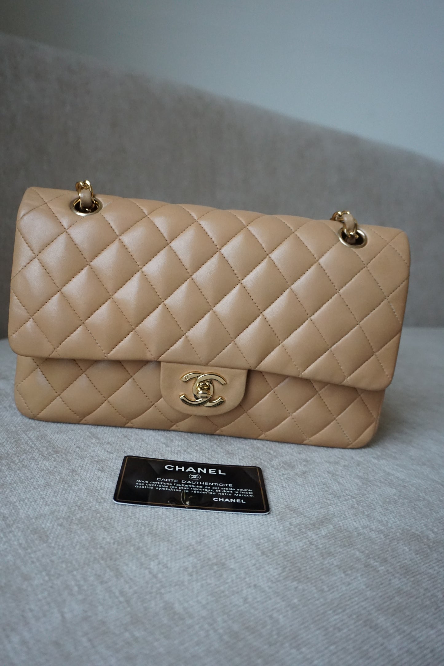 Pre-Loved Chanel Beige Medium Classic Flap