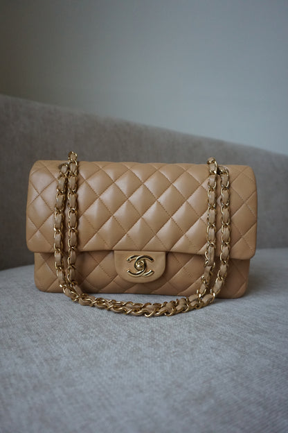 Pre-Loved Chanel Beige Medium Classic Flap