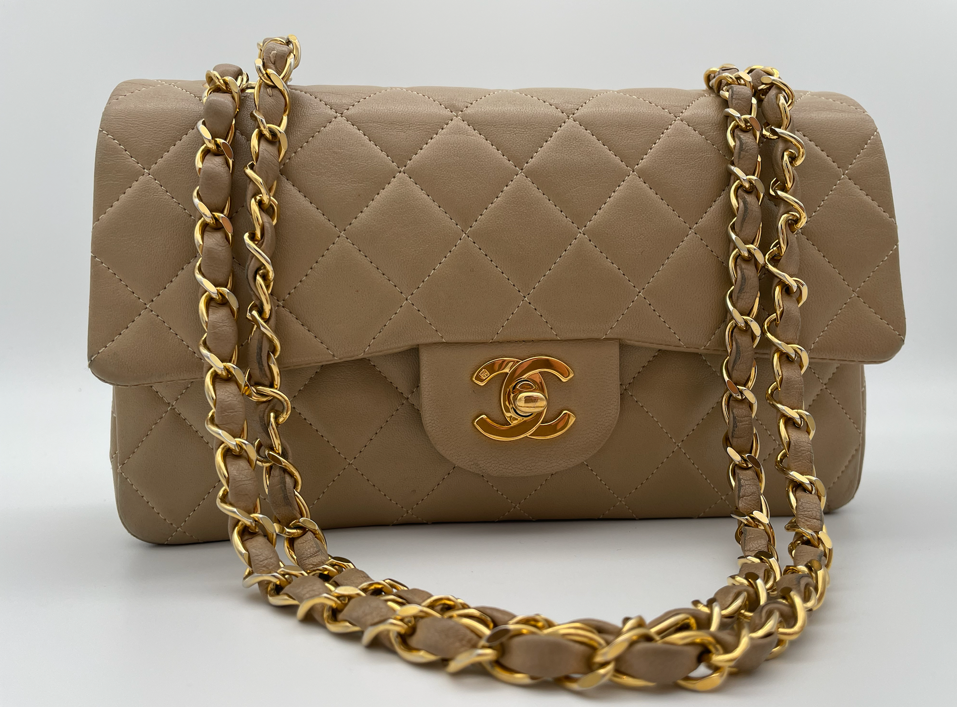 Pre-owned Chanel 2010 Double Flap Shoulder Bag In Neutrals
