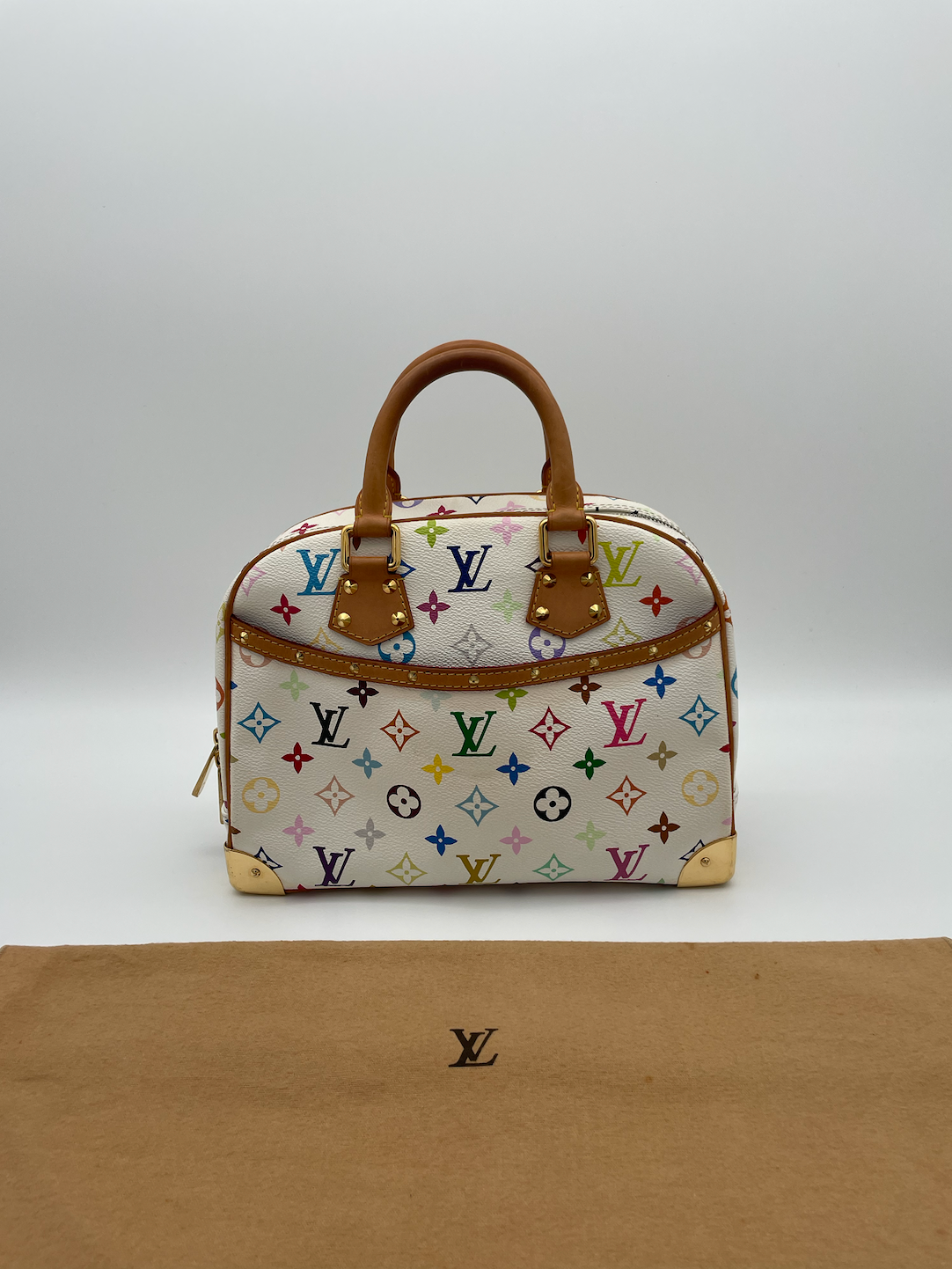 Authentic Louis Vuitton White Multicolor Trouville Handbag